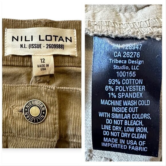 Nili Lotan Celia Corduroy Pants. Wide Leg, Size 12. Beige, New - Picture 10 of 12